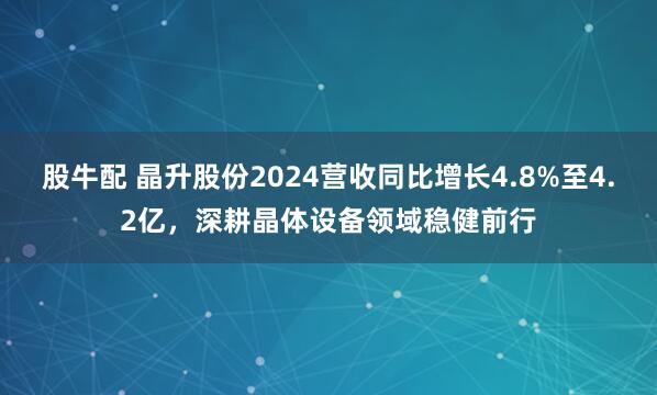 股牛配 晶升股份2024营收同比增长4.8%至4.2亿，深耕晶体设备领域稳健前行